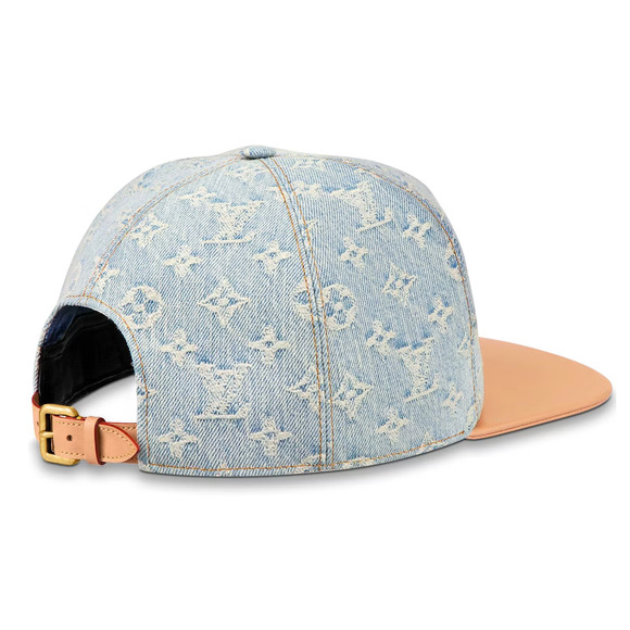 Louis Vuitton Monogram Legacy Cap Light Blue Denim LV Logo Sun Baseball Hat 58 - Picture 4 of 9